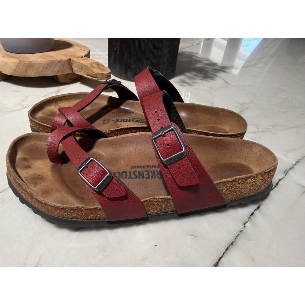 Birkenstock Mayari Bordeaux Red Birko-Flor Strappy Sandals EU 40 US 9-9.5